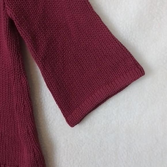 LOFT Chunky‎ Knit Oversized Sweater Size S Fuchsia Cotton Blend 3/4 Sleeve - Picture 11 of 11